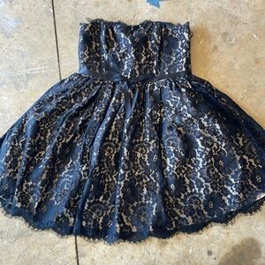 Lace overlay cocktail dress